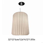 couvre lampe suspendu moderne blanc rayures horizontales fil inoxydable chambre salon decoration