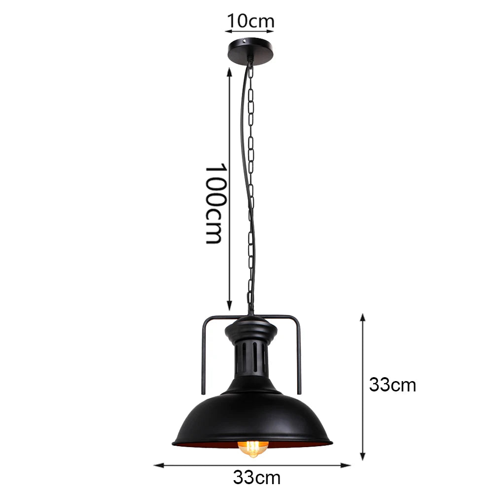suspension industrielle vintage métal noir ampoule e27 salon chambre hallhôtel led echangée