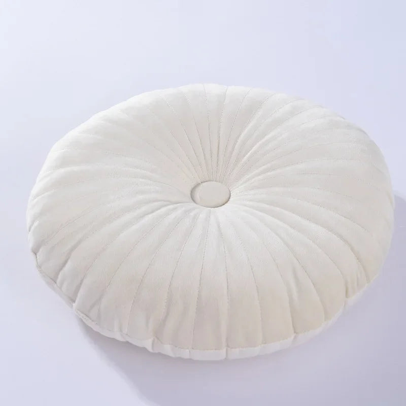 coussin rond velours brodé mousse pu polyester moderne orange jaune gris roseversible non amovible