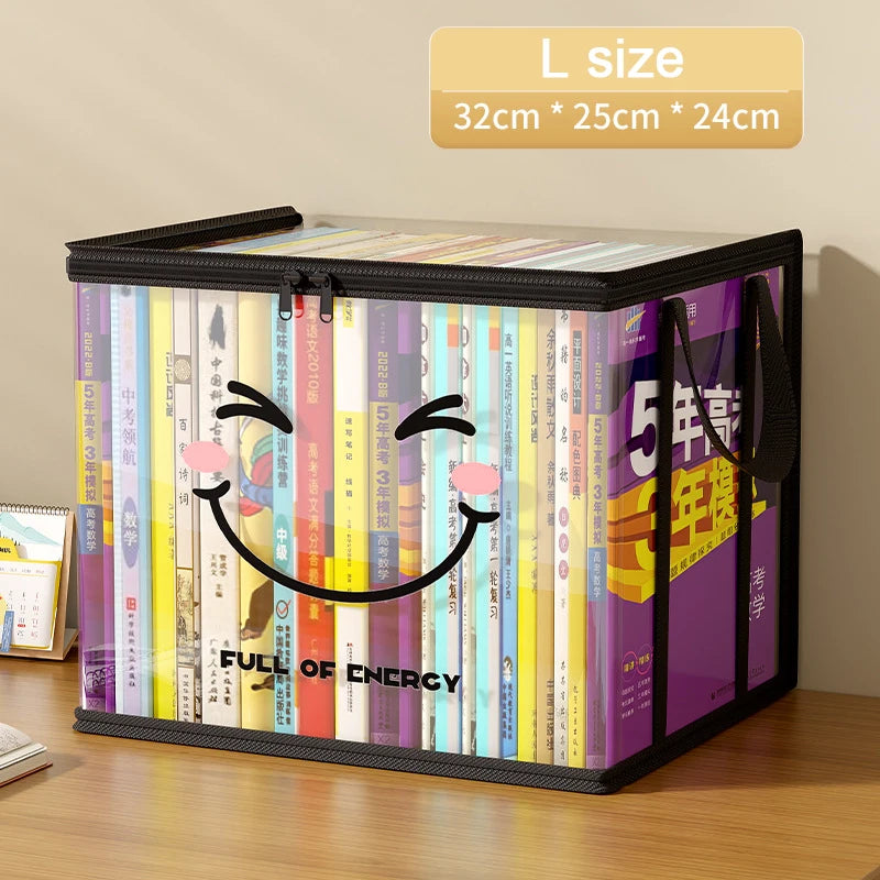 boîtes rangement transparentes moderne noires blanches souriantes FULL OF ENERGY TIDY STORAGE cordon serrage