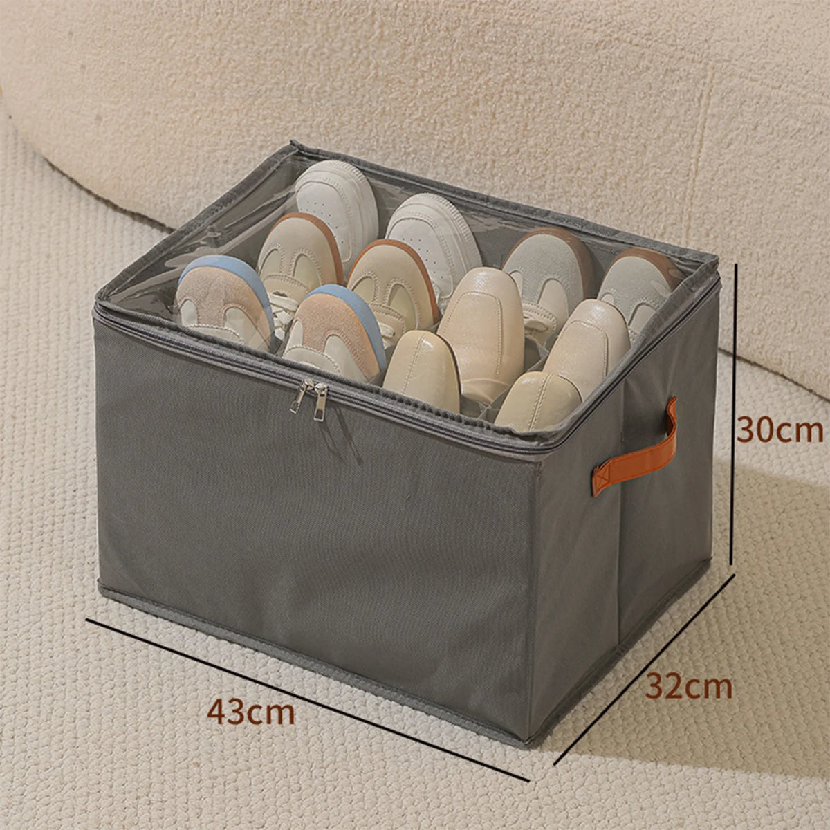 boîte rangement chaussures tissu pliable poignées couvercle entrée chambre maison