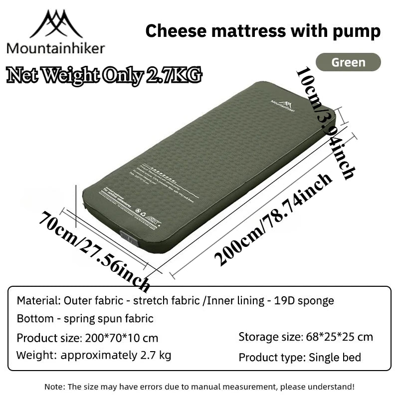 matelas gonflable double coussins gonflables pompe électrique noir vert beige cellules hexagonales camping randonnée