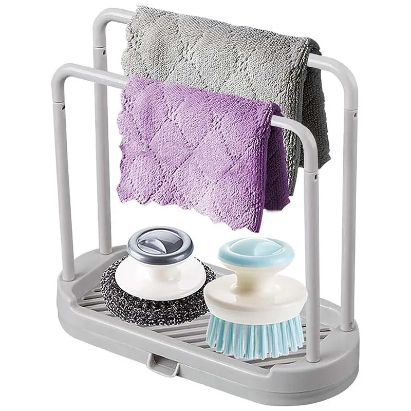 porte serviettes cuisine moderne gris clair texture mat serviettes éponge gant nettoyage brosse vaisselle
