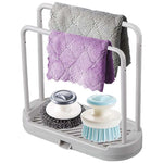 porte serviettes cuisine moderne gris clair texture mat serviettes éponge gant nettoyage brosse vaisselle