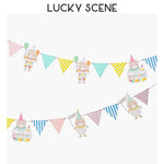 guirlande décorative anniversaire animaux mignons multicolore dessin animé oiseaux ours instruments musique