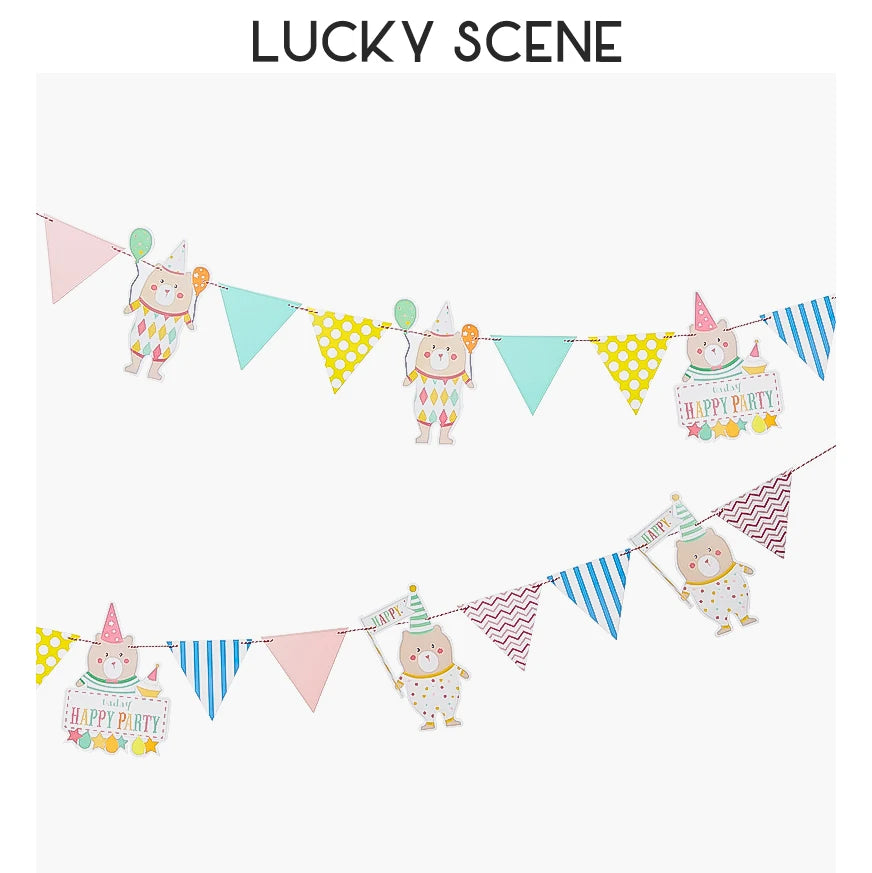 guirlande décorative anniversaire animaux mignons multicolore dessin animé oiseaux ours instruments musique