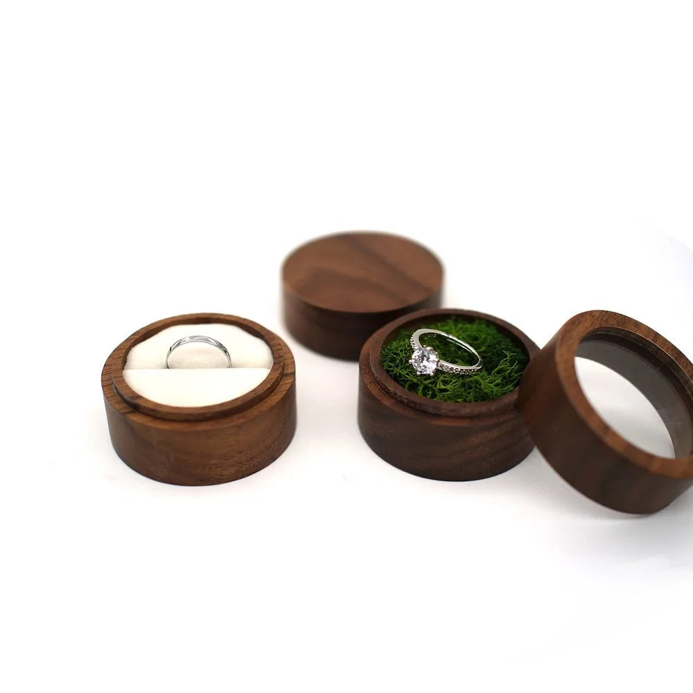 boîte bijoux bois vintage ronde rangement bague boucles d'oreilles présentation cadeau mariageOpaque brillant classique