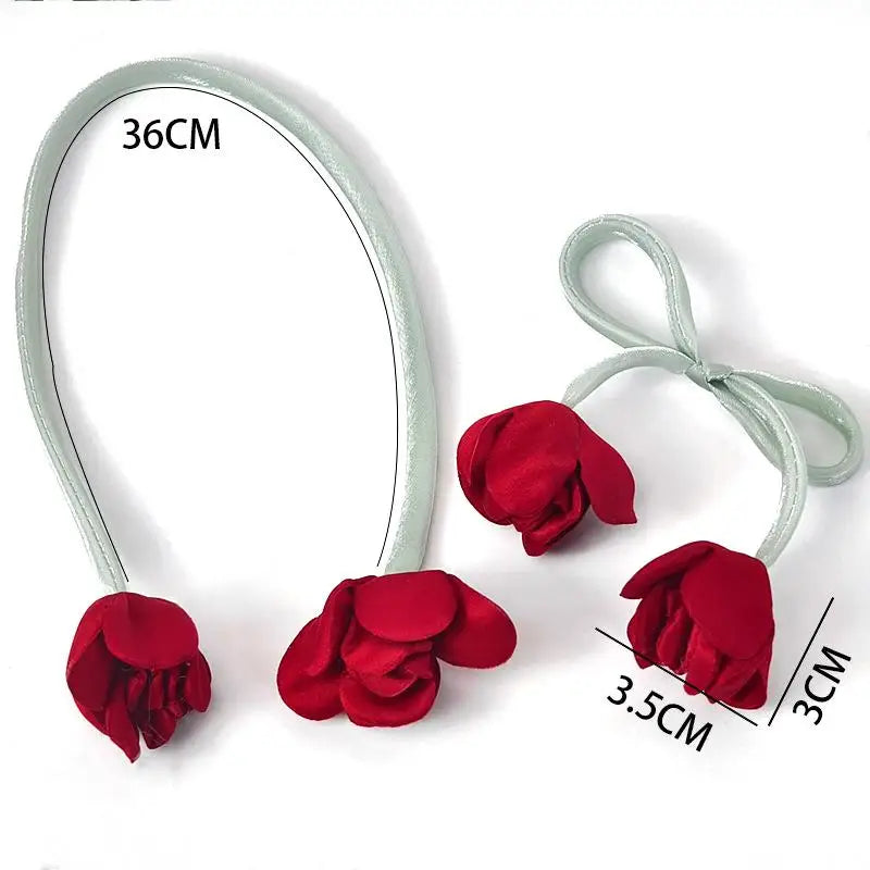 ruban fleurs roses décoration unisexe couleurs variées opalescentes floral decoration métal