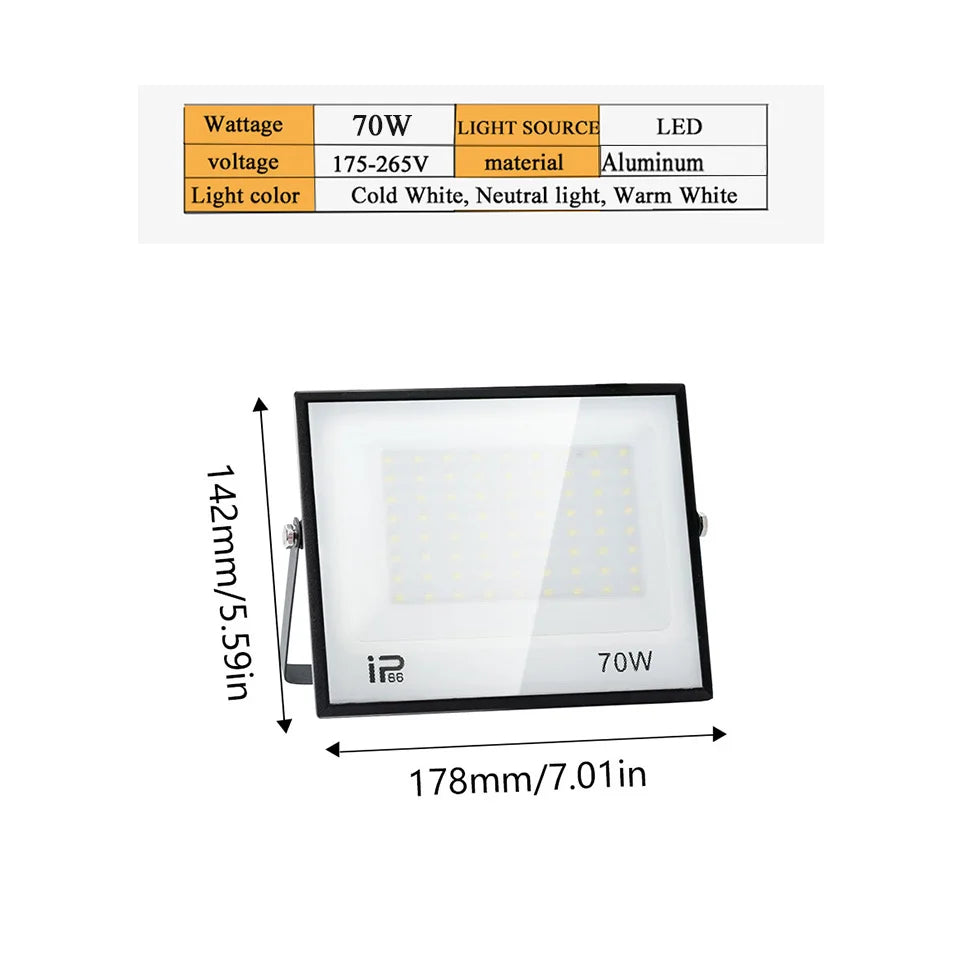 projecteur led ip66 étanche 20w 30w 50w 100w extérieur blanc noir moderne