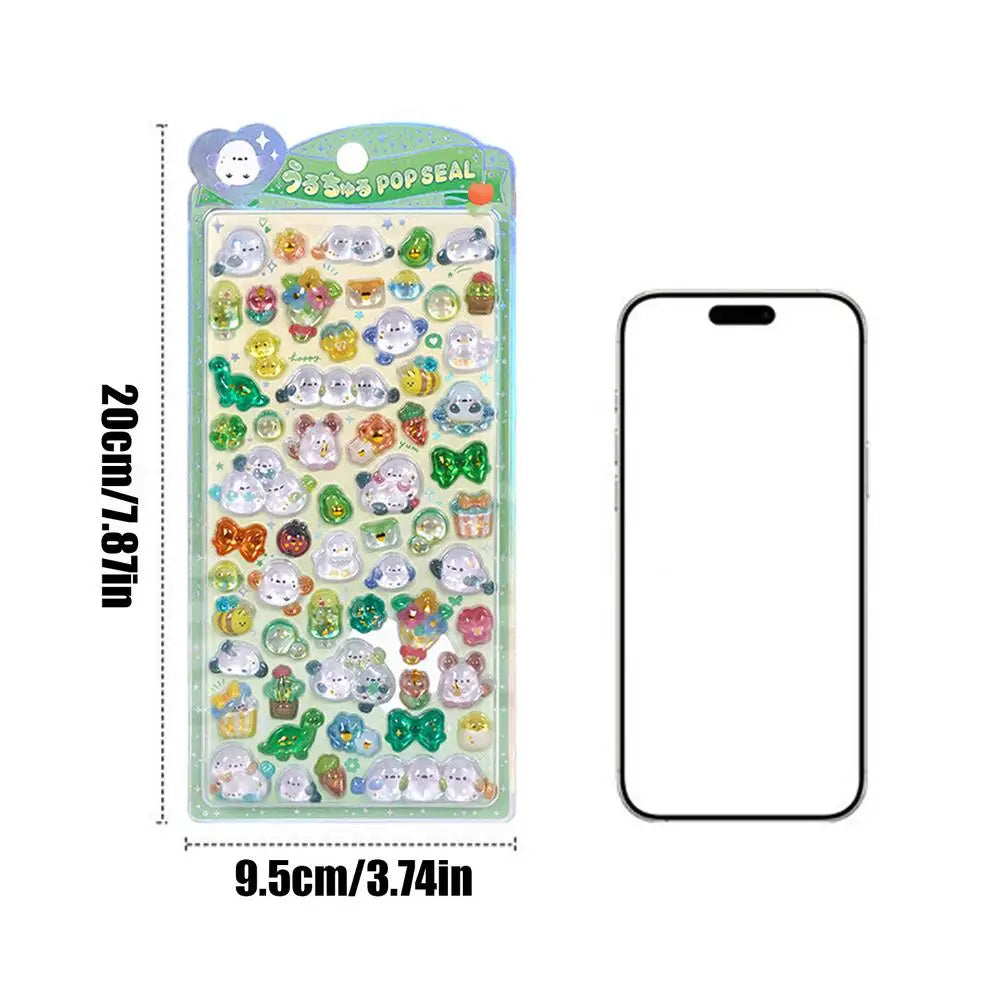 sticker 3d kawaii forme géométrique animaux multicolore opacité adhésif décoration enfant maisonécole