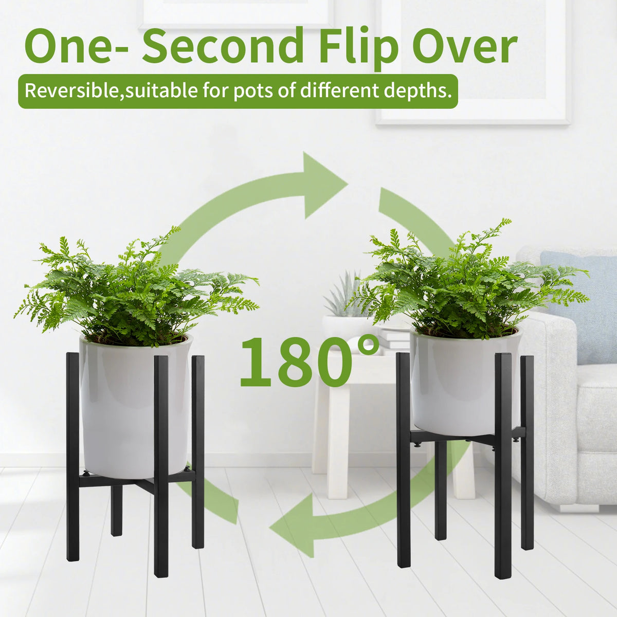 support plante blanc noir moderne minimaliste ajustable extensible antiderap intérieur extérieur