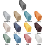 protège accoudoirs tissé motifs géométriques orange bleu marine gris clair clips modernes