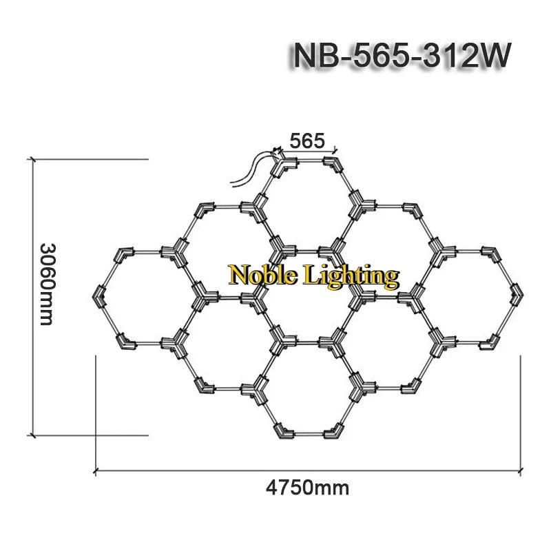 ruban led blanc hexagonal moderne adhésif 565mm 6500k 2000lm 50000h