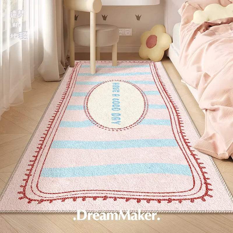 tapis chambre moderne peluche douce motif rayures fleurs sol salon enfant décoration maison