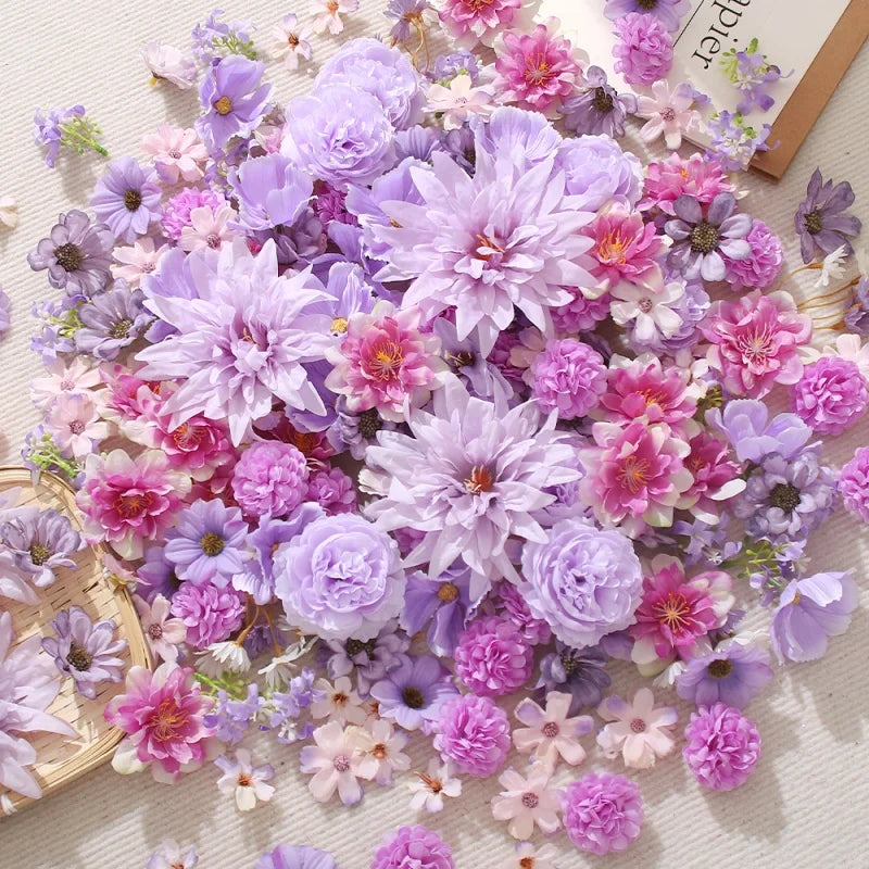 fleurs artificielles roses violettes blanches modernes décoration intérieure événements mariage anniversaire variées soie