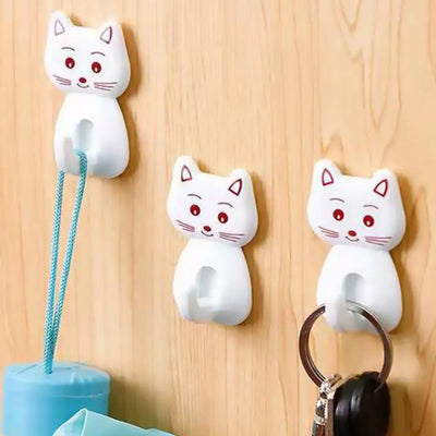 crochets decoratifs chats blancs kawaii mignons adhésifs salle bain rangement serviettes utilisation multiple set