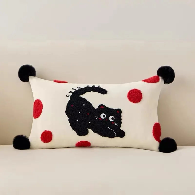 coussin carré 45x45cm motif animaux noir blanc cartoon amovible lavable