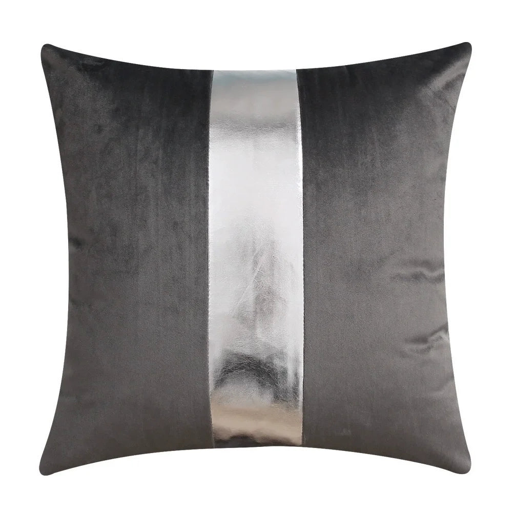 ensemble housses coussin noir rayures dorées velours luxe moderne taies oreiller décoratives