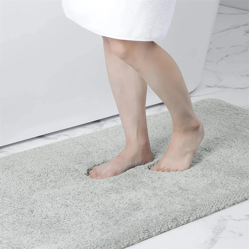 tapis bain doux moelleux moderne antidérapant absorbant salle bain maison gris beige