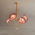 lustre moderne or rouge blanc feuilles florales translucides chambre salon