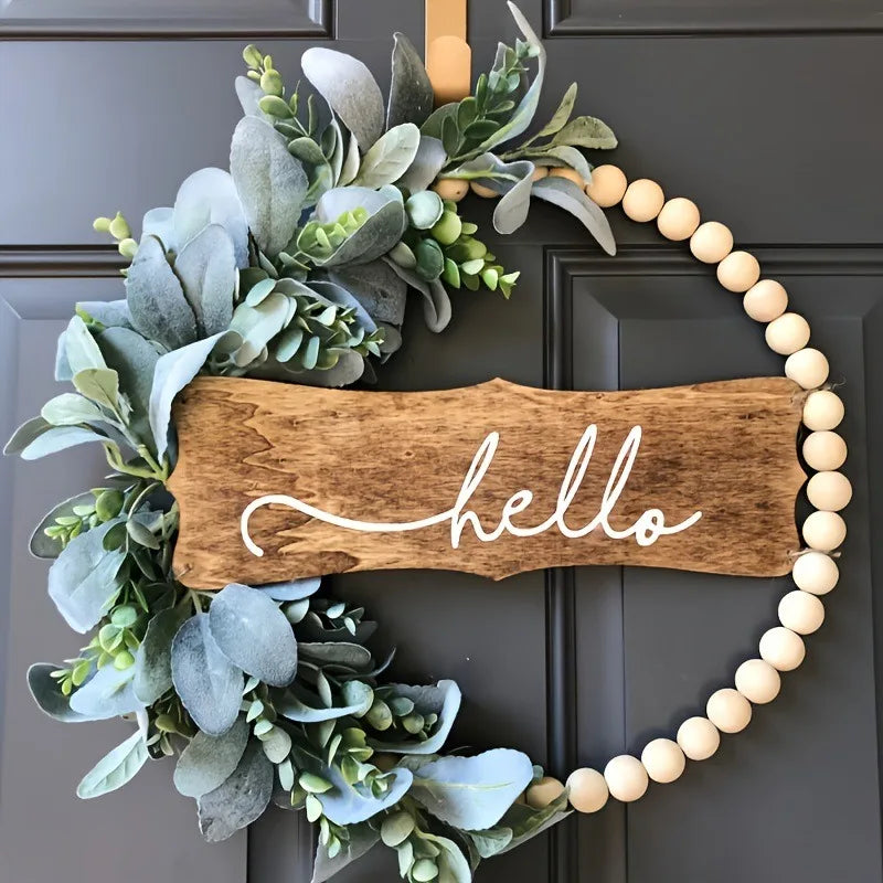 décoration murale couronne feuilles vertes bois rustique naturelle occasionnelle
