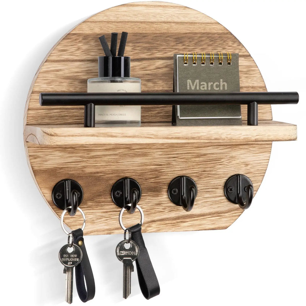 décoration murale étagère entrée crochets clés porte clefs moderne support bois vis fixation mur
