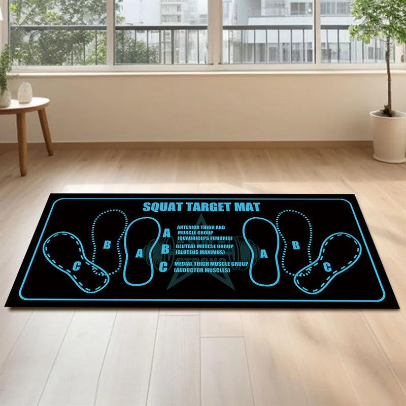 tapis squat noir blanc rose motifs chaussures pratique sportif yoga pilates exercices jambes hanches