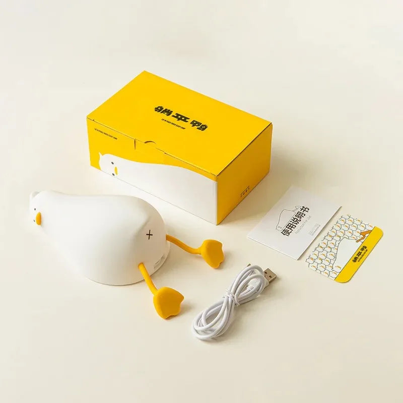 veilleuse rechargeable canard blanc jaune table moderne instruction adhésif câble usb