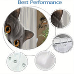 rideau douche chaton gris blanc motif humoristique moderne tringle texture polyester blanc fond