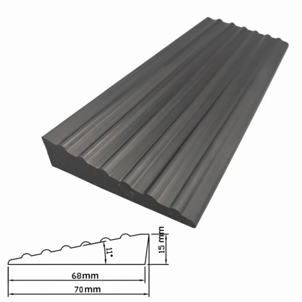 tapis seuil adhésif pvc gris marron noir blanc rayures moderne 60cm