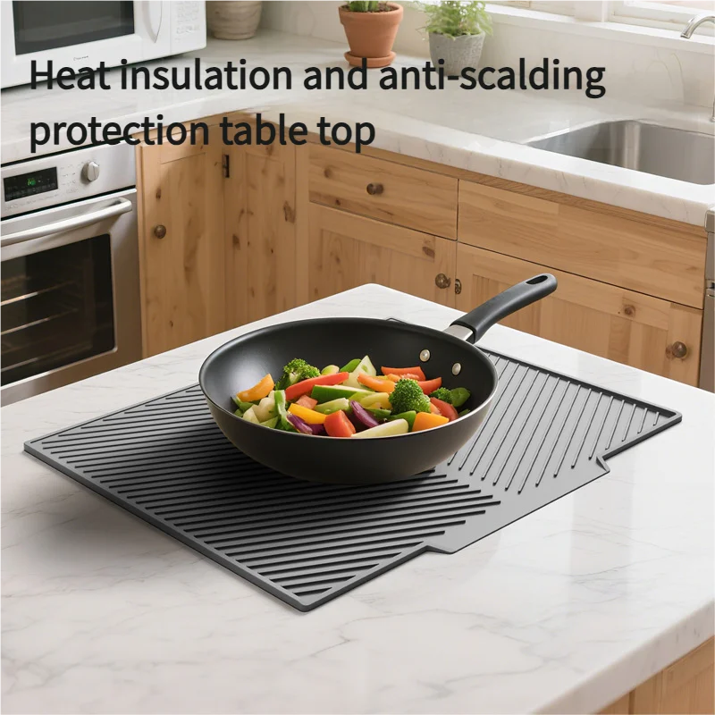 tapis drainage silicone gris rayures diagonales moderne respectueux environnement pliable