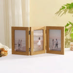 cadre photo triplé bois clair noir minimaliste charnières photos décoratives pouces pouces blanc foncé