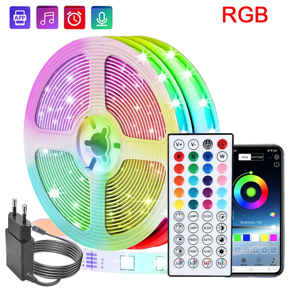 bande led rgb flexible multicolore 10m 20m 30m télécommande alimentation eu us moderne