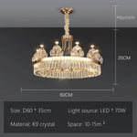 lustre suspendu cristal brillant doré élégant salon chambre 2000 82000 lumens 90 260V
