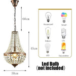 lampe suspendue transparente cristal dorée classique chaîne salon restaurant éclairage vintage