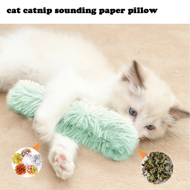 peluche douce chat herbe chat jouet sonore velours pastel blanc rose