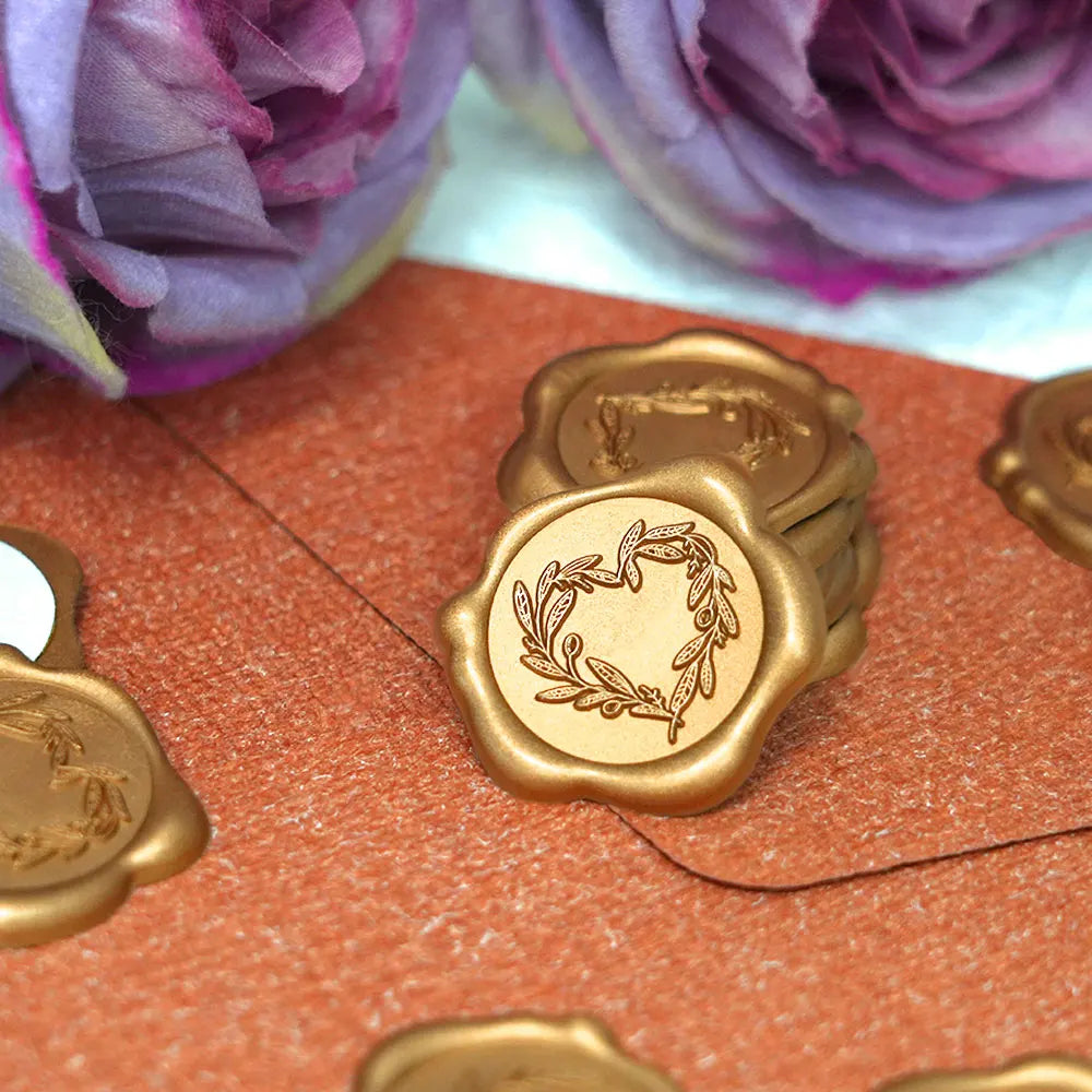 timbres cire classiques adhésifs blanc bleu doré rose feuilles empreintes pieds roses enveloppes cartes