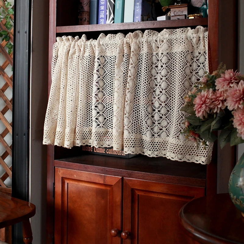 rideau crocheté floral traditionnel beige clair maison bureauextérieur fenêtrepaque polyester
