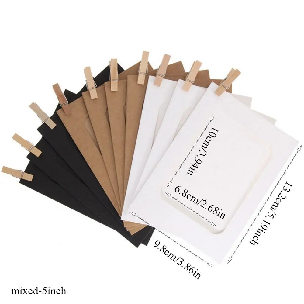 cadres photo noir kraft blanc rectangulaires mat clips bois cordelette inches minimalisteDecorationIntérieureArtisanatDIY