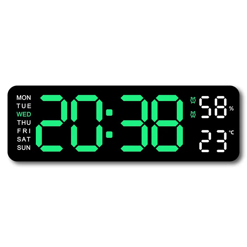 horloge numérique murale LED noir blanc température humidité semaine USB rechargeable moderne