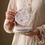 coasters violets roses verts blancs paisley floral adhésif vintage élégants table