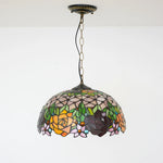 Lampe suspendue Tiffany mosaïque fleurs multicolore opacité chaîne salon chambre