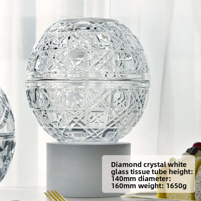 boîte mouchoirs transparente moderne décoration géométrique adhésive papier toilette verre élégante hauteur 140mm diamètre