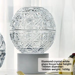 boîte mouchoirs transparente moderne décoration géométrique adhésive papier toilette verre élégante hauteur 140mm diamètre