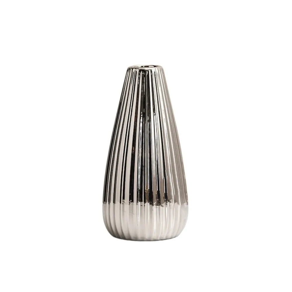 vase argenté doré moderne rayures verticales décoration table floral simple