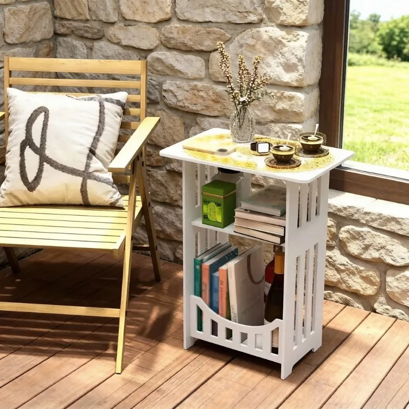 table d'appoint moderne table nuit blanc grille verticale opaquedu 32cm