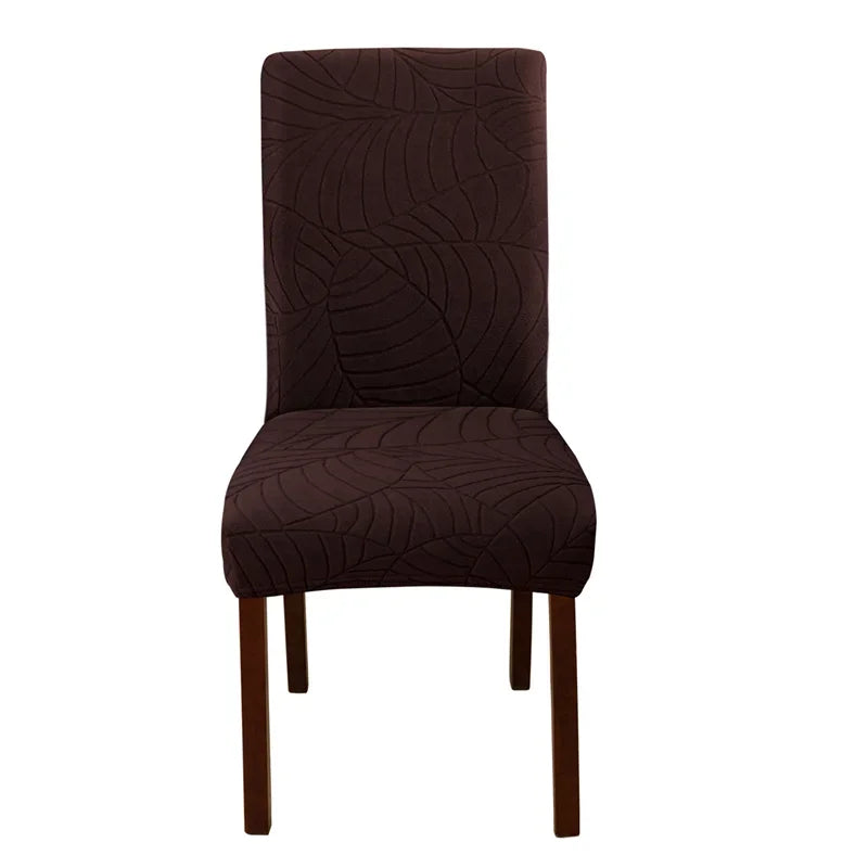housse chaise velours motif feuilles extensible élastique fauteuil salle manger moderne