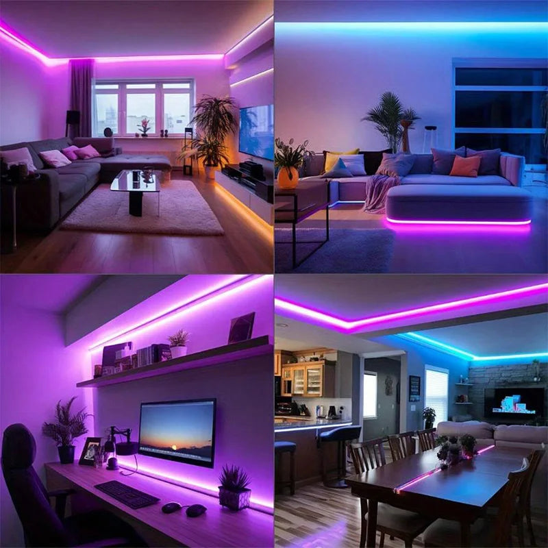 ruban led multicolore 10m 20m 30m controle application bluetooth moderne adhésif led individuelles
