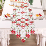table table noël brodée fleurs poinsettia houx dorées maison hotelDecoration festive traditionnelle polyestère