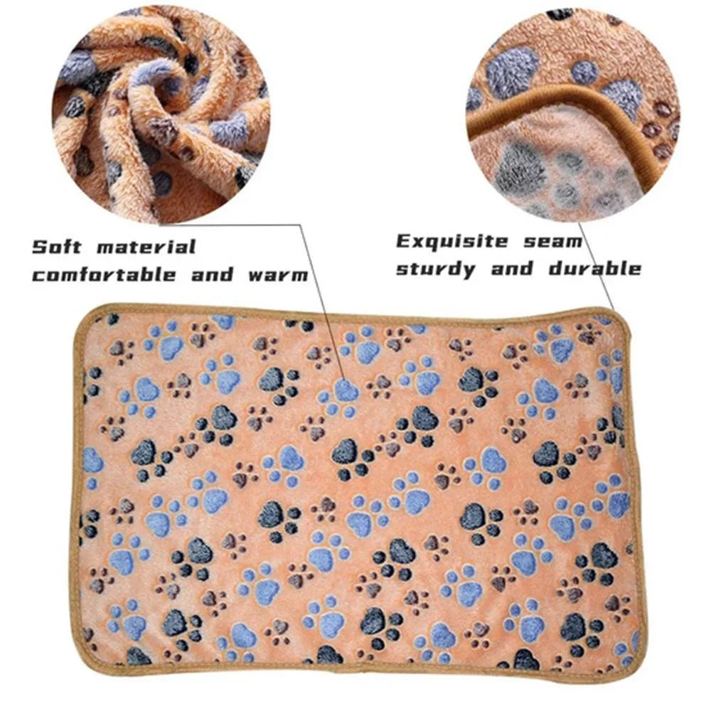 couverture douce animaux compagnie imprimé pattes animaux beige rose blanc confortable tamaño